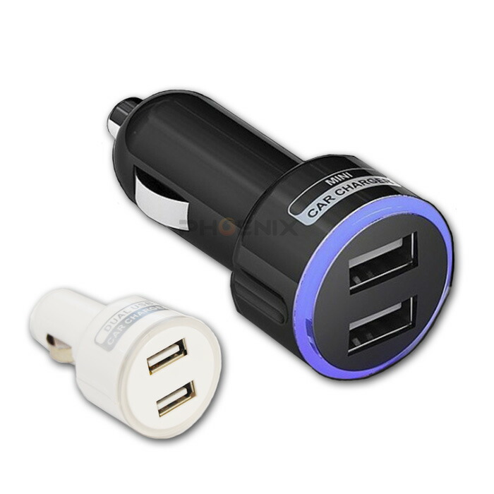 シガーソケット USB 充電器 2ポート カーチャージャー 車載 12V LED ライト 2口 iPhone Android iPad スマホ  タブレット 販売