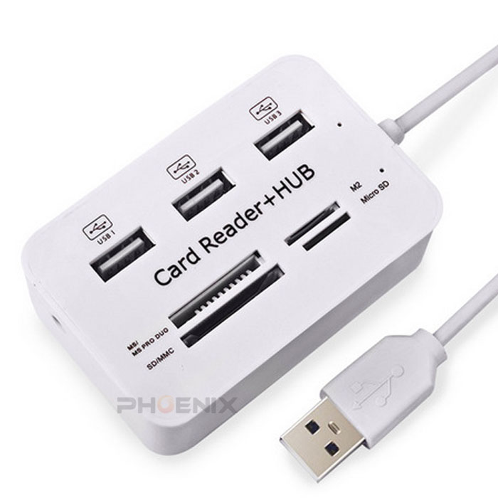 マルチカードリーダー 白 カードリーダー SDカードリーダー 多機能 USB2.0 マイクロSD 高速 小型 HUB MicroSD SD USB  2.0 M2 MS カード 外付け 当店だけの限定モデル