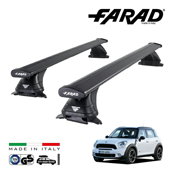 【ファラド 正規品】FARAD ルーフバー 2本セット ベースキャリアキット 国際認証 TUV ミニ クロスオーバー MINI R60 11-17y (平成23年1月～平成29年1月) ブラック