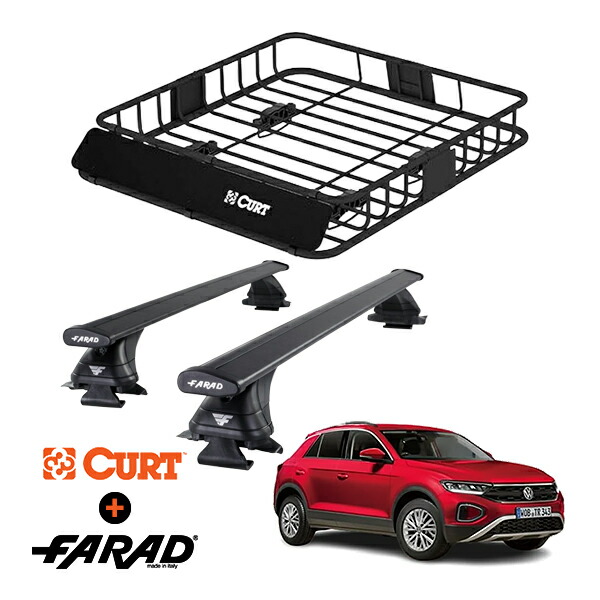 CURT製 ルーフラック ＋ FARAD ルーフバー 2本セット ベースキャリアキット 国際認証 TUV フォルクスワーゲン T-Roc T-ロック A1 20y- (令和2年7月～現行) ブラック