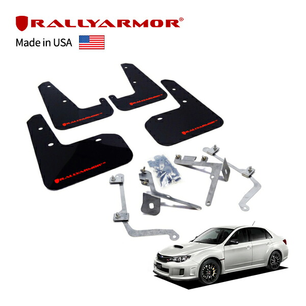【RallyArmor 正規品】マッドフラップ 泥除け マッドガード フロント リア 1台分 4枚セット ポリウレタン製 ブラック RallyArmorロゴ入 11-14y(平成23年1月～平成26年8月) スバル インプレッサ WRX Sti GVB/GVF ラリーアーマー 26,950円