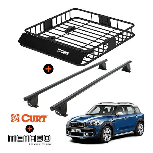 CURT製 ルーフラック + MENABO ルーフバー FENDER セット BMW ミニ クロスオーバー F60 ベースキャリアセット ベースキャリア ルーフキャリア ルーフバスケット｜オートウェアー店