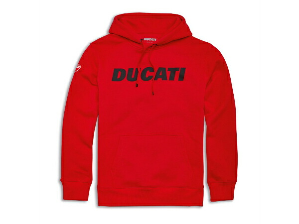 ドゥカティ 純正 Ducati Essential スウェットシャツ ユニセックス サイズL レッド フード付き パーカー正規品 987804655｜オートウェアー店