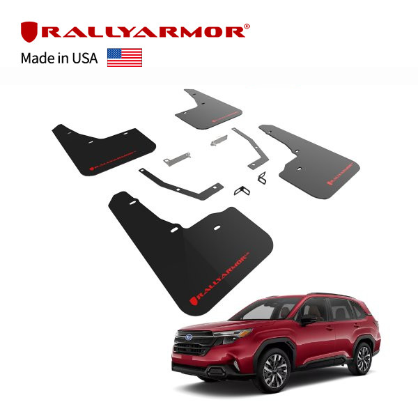 【RallyArmor 正規品】 マッドフラップ 泥除け マッドガード フロント リア 1台分 4枚セット ポリウレタン製 ブラック RallyArmorロゴ入 25y- スバル フォレスター SL系 ラリーアーマー