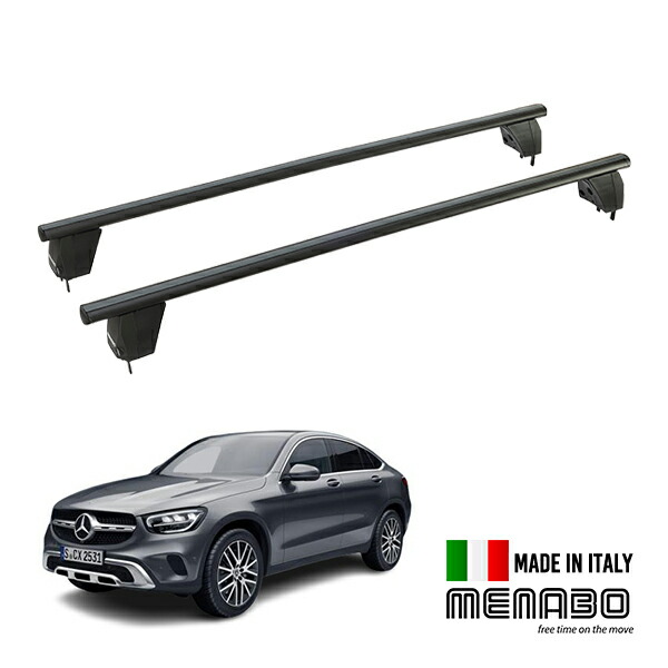 【MENABO 正規品】 メルセデスベンツ GLC クーペ C253 ベースキャリアセット ルーフオン ルーフキャリア フット鍵付き ブラック イタリア製 メナボ