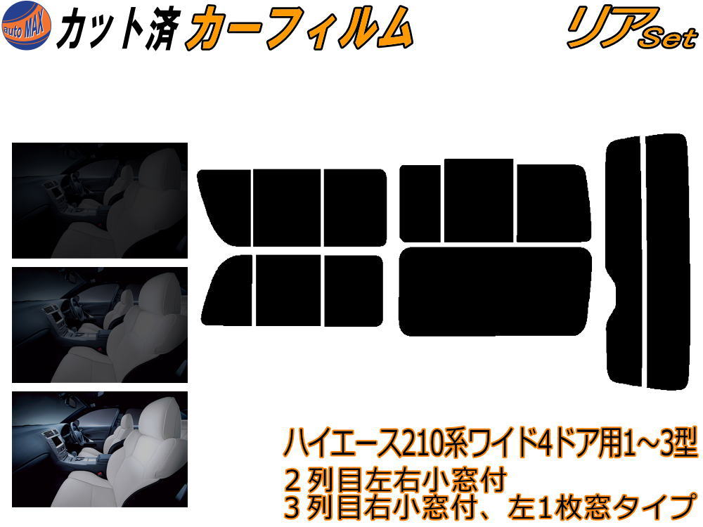 楽天市場】【送料無料】 リア (b) ハイエース 210系 4D ワイド Ctype カット済みカーフィルム リアー セット リヤー サイド  リヤセット 車種別 スモークフィルム リアセット 専用 成形 フイルム 日よけ 窓ガラス ウインドウ 紫外線 UVカット 車用 KDR KDH TRH  211 216 214