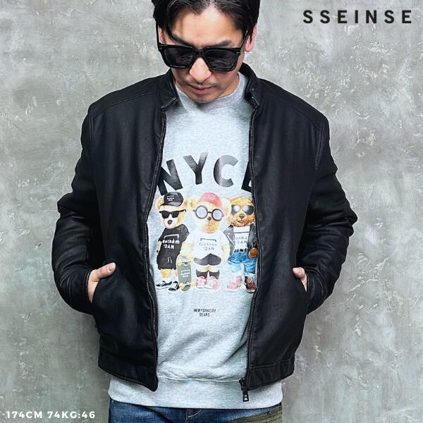 【SALE】SSEINSE / センス「Check Quilt Fake Leather Riders Jacket Black」 2023AW センス 中綿入り アウター ジャケット シングル ライダース ブルゾン ブラック スタンダードフィット 大人カジュアル メンズ 2023年 秋冬 新作商品