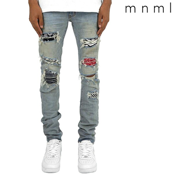 安心の定価販売 楽天市場 Mnml ミニマル X214 Stretch Denim バンダナ リペア ストレッチ デニム クラッシュ ダメージ デニム パンツ ジーンズ ジーパン スキニーパンツ スキニーデニム スリム ストリート シンプル メンズ 韓国ファッション 送料無料 大きいサイズ
