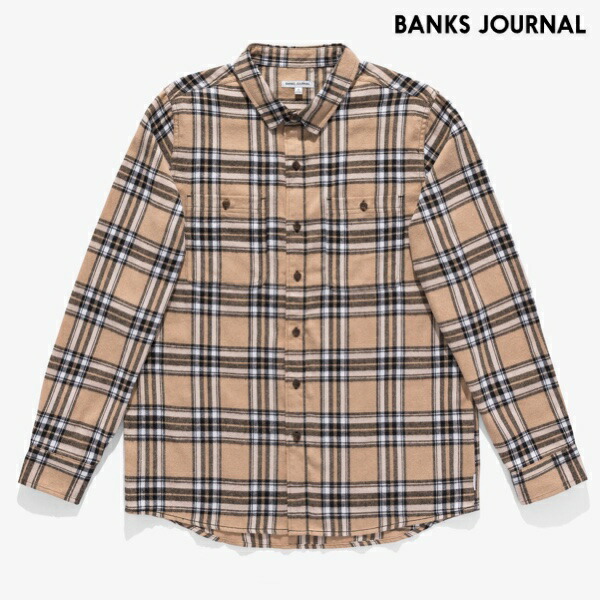 Banks Journal Check Flannel Shirts Akn0086 Beige M L Xl バンクスジャーナル チェックシャツ ネルシャツ マドラスチェック ベージュ ブラック 長袖 クルーネック スケート サーフ アウトドア カジュアル カリフォルニア 西海岸 裏毛 メンズ 送料無料 新作 Agam