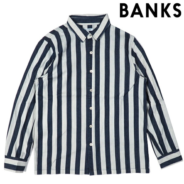 Banks Journal 銭荘スジャーナル ストライプ ジーンズtシャツ 長袖シャツ インディゴ M L Xl サーフ サーフルーツ サーフィン 大海 ま西海沿い 半袖tシャツ メンズ あす暖気 貨物輸送無料 寸法修飾 Pasadenasportsnow Com