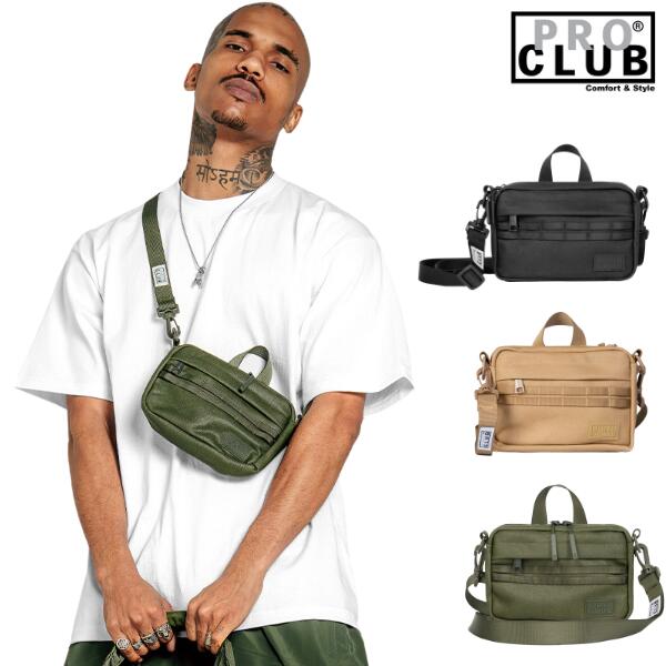 PRO CLUB / プロクラブ「Utility Shoulder Pack Bag Black/Camel/Khaki」ユーティリティ ショルダー バッグ ポーチ 鞄 メンズ レディース スポーツ アウトドア 旅行 ストリート ミリタリー ヒップホップ B-BOY HIPHOP