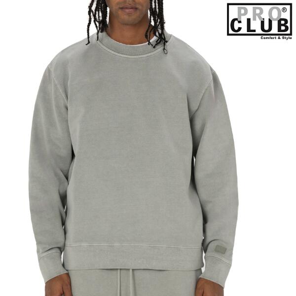 PRO CLUB / 労働者階級野球クラブ「Heavy Weight Vintage Wash Crew Neck Gray」ヘビーウェイト ヴィンテージ ウォッシュ 労働者の一団 流汗 調教師 裏起毛 無地 メンズ  レディース 表どおり ミリタリー 御居処跳ねる 馬鹿でかい大きさ B-BOY HIPHOP