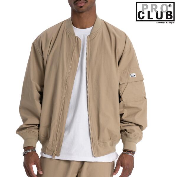 PRO CLUB / プロクラブ「MA-1 Comfort Bomber Jacket Khaki」MA-1 プロクラブ ボンバージャケット 無地 メンズ レディース ストリート ミリタリー ヒップホップ 大きいサイズ B-BOY HIPHOP