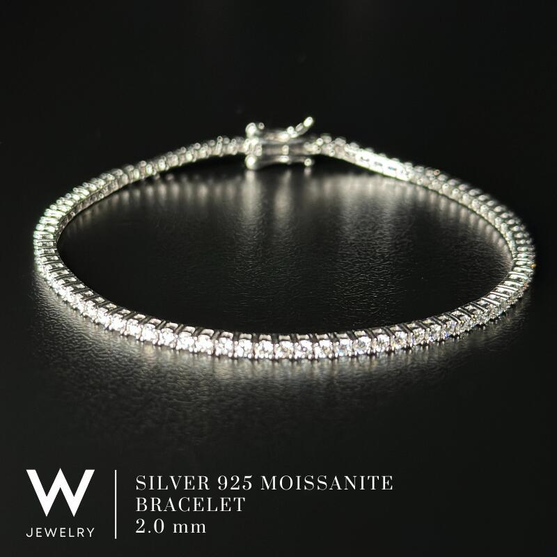 【White Gold / 2粍】W Jewelry Moissanite Tennis Chain Bracelet ダブル 宝飾品 モアサナイト アイスドアウト 庭球 チェーン店 腕輪 しろがね色925 18K 白いこと ゴールド 上塗り 高明快さ ユニ一発やる 男女兼用 差し上げ物 金属元素アレルギー反応相応う