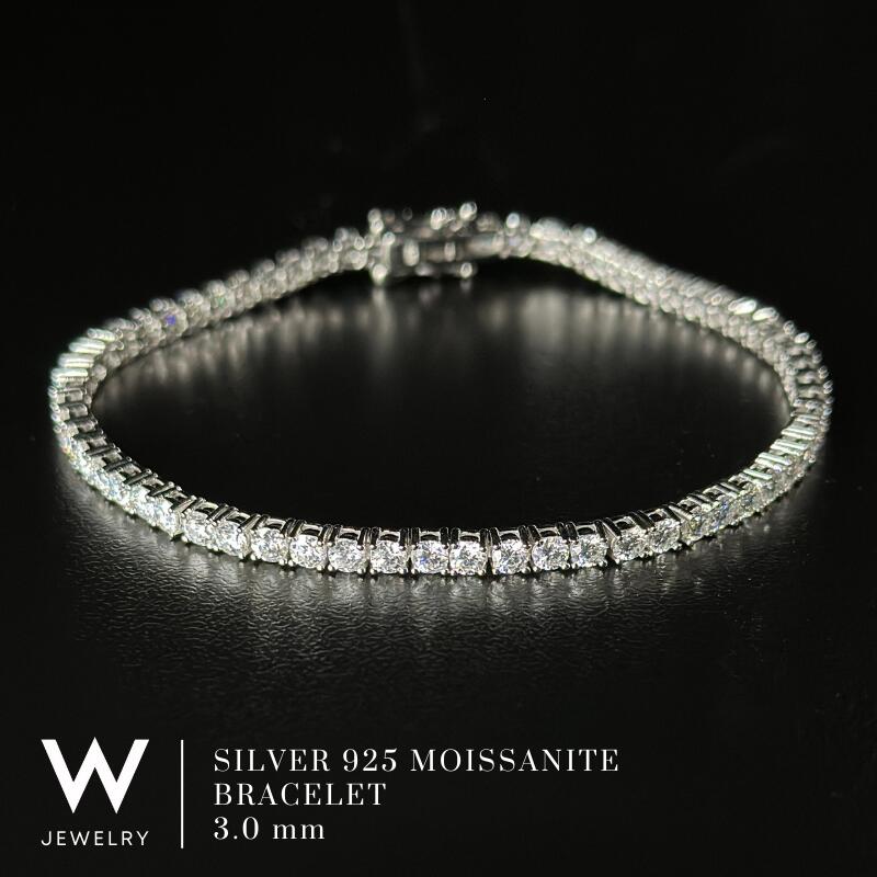 【White Gold / 3粍】W Jewelry Moissanite Tennis Chain Bracelet ダブル 宝飾品 モアサナイト アイスドアウト 庭球 チェーン店 腕輪 しろがね色925 18K 白いこと ゴールド 上塗り 高明快さ ユニ一発やる 男女兼用 差し上げ物 金属元素アレルギー反応相応う