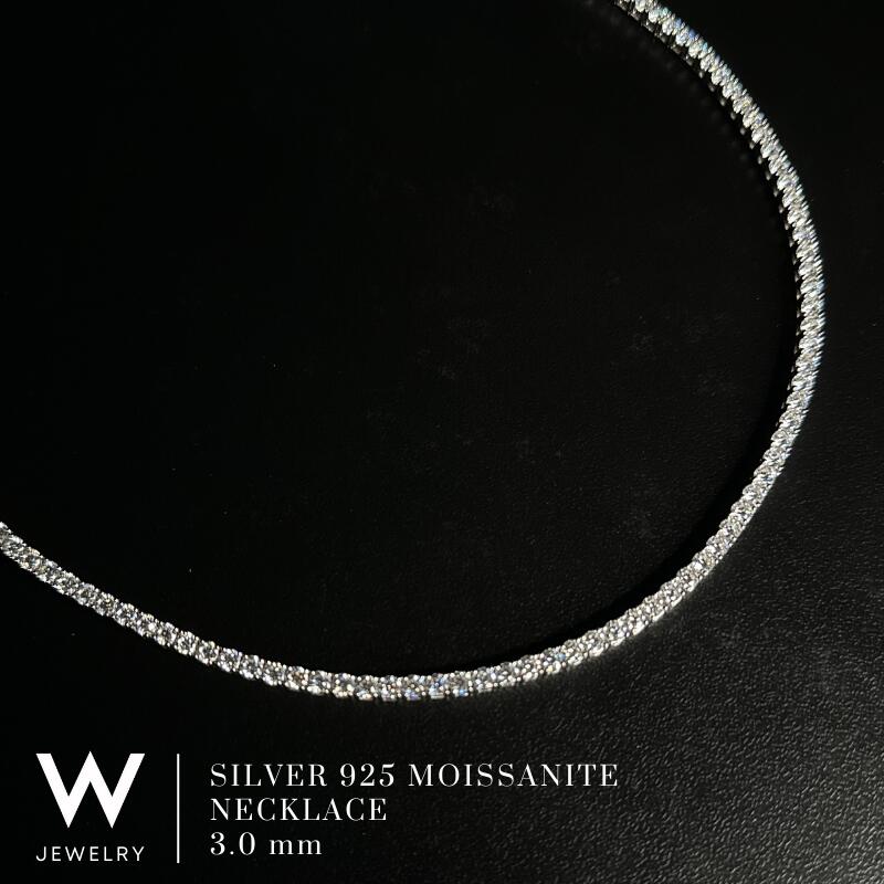 【White Gold / 3粍】W Jewelry Moissanite Tennis Chain Necklace ダブル 宝飾品 モアサナイト アイスドアウト 庭球 チェーン店 首飾り 白いことゴールド しろがね色925 御居処跳ねる メンズ ユニ一発やる 男女兼用 差し上げ物 18K 上塗り 金属元素アレルギー反応相応う