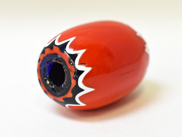 トレードビーズ ベネチア製 巨大5層赤シェブロン玉 No.1409011 トレードビーズ ベネチア製 巨大5層赤シェブロン玉 No.1409011