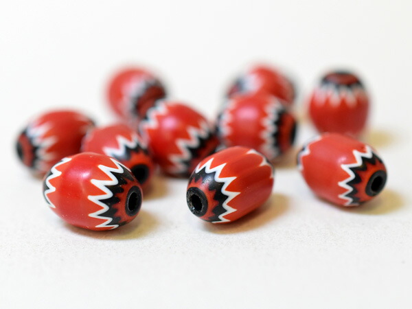 【2404】Vintage レッド5層シェブロン小玉10個セットS4(Φ8.5mm)【とんぼ玉】【アンティークビーズ】【ビーズ】【ガラスビーズ】【パーツ】【手芸】【インディアンジュエリー】【antiquebeads】【beads】【送料無料】
