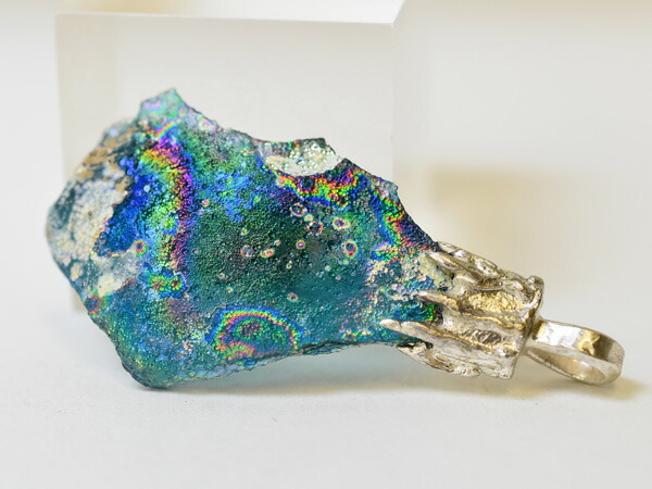 楽天市場】【1910】古代ローマングラス半透明エメラルドブルー虹色銀化