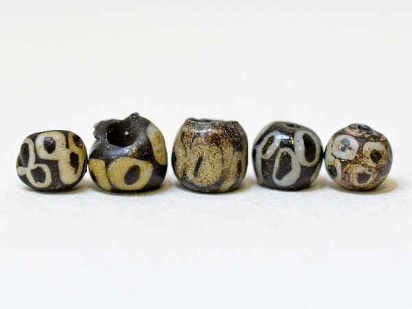 【2411】古代ローマン多眼貼付小玉玉5個セットC2S【とんぼ玉】【トンボ玉】【ビーズ】【パーツ】【骨董】【アンティークビーズ】【送料無料】