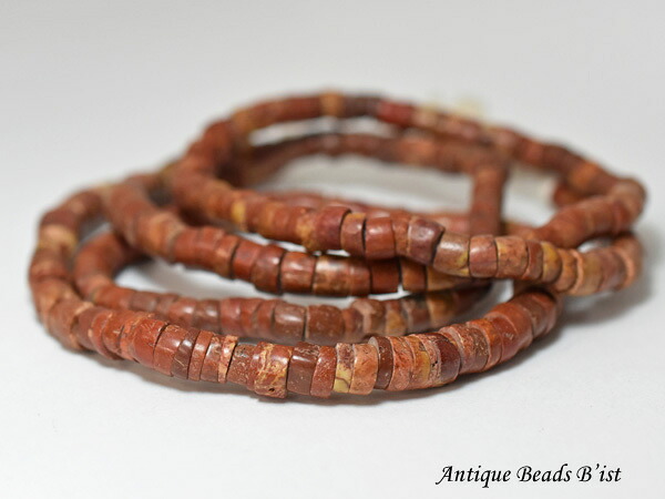 【1904】ボーキサイト輪切丸型小粒ビーズ一連5【とんぼ玉】【アンティークビーズ】【bauxite beads】【ビーズ】【パーツ】【天然石】　【蜻蛉玉】