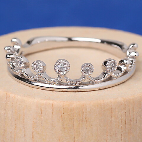 楽天市場】K18WG ダイヤモンド ティアラ リング ジュエリー