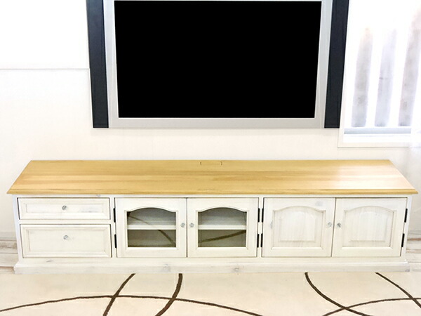 楽天市場】白いカントリーテレビ台 【フレンチカントリー ローテレビ