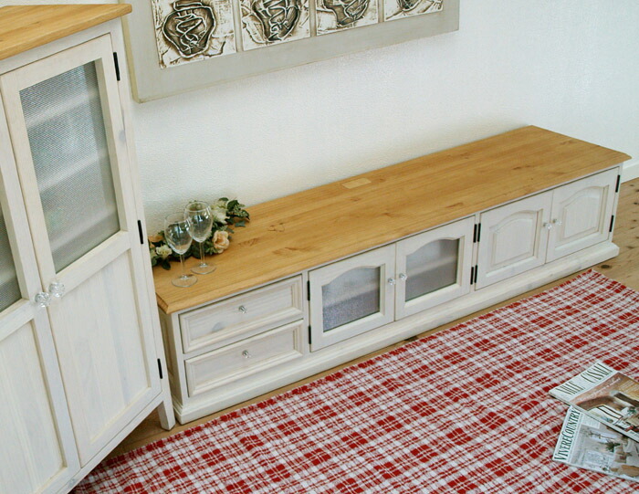 楽天市場】白いカントリーテレビ台 【フレンチカントリー ローテレビ