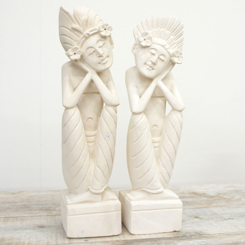 送料無料 バリ石像 バリニーズカップルペア 高さ42cm バリ雑貨 アジアンインテリア 石 石像 ストーン パラス石 パリマナン 人形 置き物 飾り物 オブジェ アジアン家具 バリ家具 アジアン バリ 通販 Deerfieldtwpportage Com