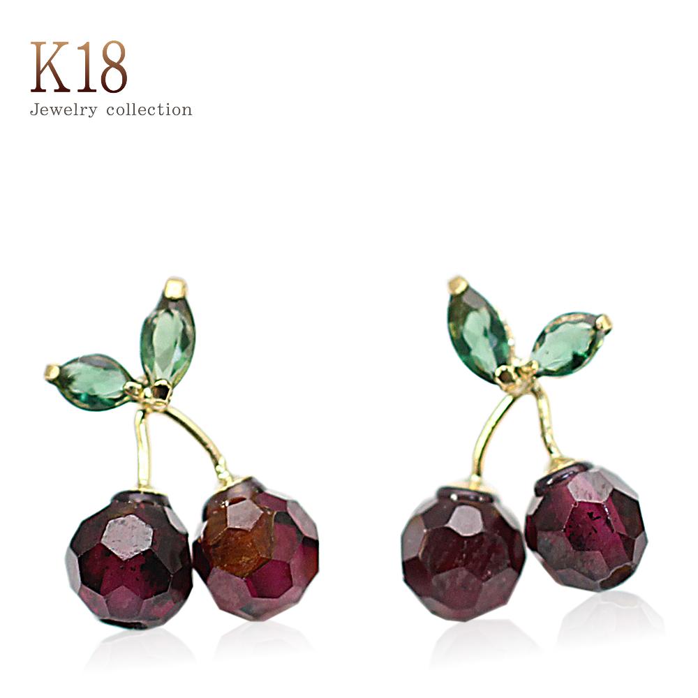Natural Garnet Earrings 18 K Gold Yellow Cherry K18 Jewelry Green Quartz Rice Women S Accessories Lady January Birth Stone Natural Garnet Earrings 18 K Gold Yellow Cherry K18 Jewelry Green Quartz Rice Women S Accessories Lady January Birth Stone