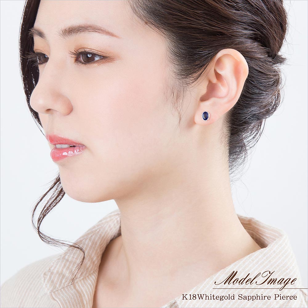 楽天市場】18金 ピアス サファイア 18k ゴールド ジュエリー K18