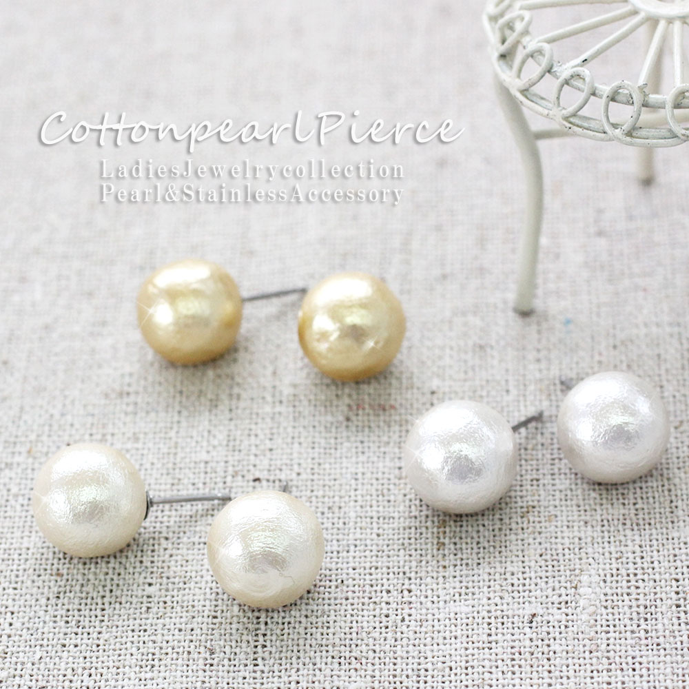 Accessorybarzaz Cotton Pearl Earring Post Packet Cotton Pearl Earring Post Packet Earrings Stainless Steel Gold White Bridal Wedding For 14 Mm Made In