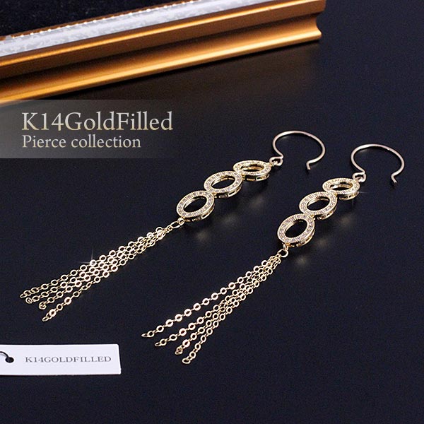 フックピアス 14金ゴールドフィルド ピアス ロング 14KGF エレガント ゴールド 大ぶり ロングピアス 上品 繊細 高級 レディース プレゼント ギフト お誕生日 記念日 お祝い 長い gold 金 揺れる 女性 高級 耳飾り ジュエリー アクセサリー Goldf [ ピアス おしゃれ ]｜アクセサリーショップバルザス
