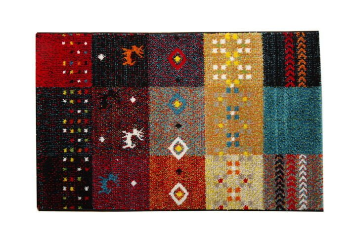 イケヒコ ウィルトン織り玄関マット ギャベ柄 フォリア レッド 約50*80cm 60×90cm