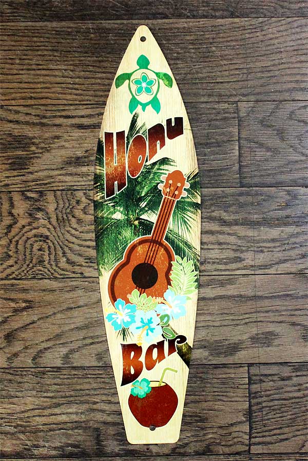 ホヌ・バー HONU BAR サーフボード型 アメリカンブリキ看板 アメリカン雑貨 アメリカ ハワイ ハワイアン 雑貨 サーフィン サインプレート  ティンサイン メタルプレート サーフィン おしゃれ カフェ バー 店舗 ガーデニング インテリア ブリキ 看板 アメリカン ...