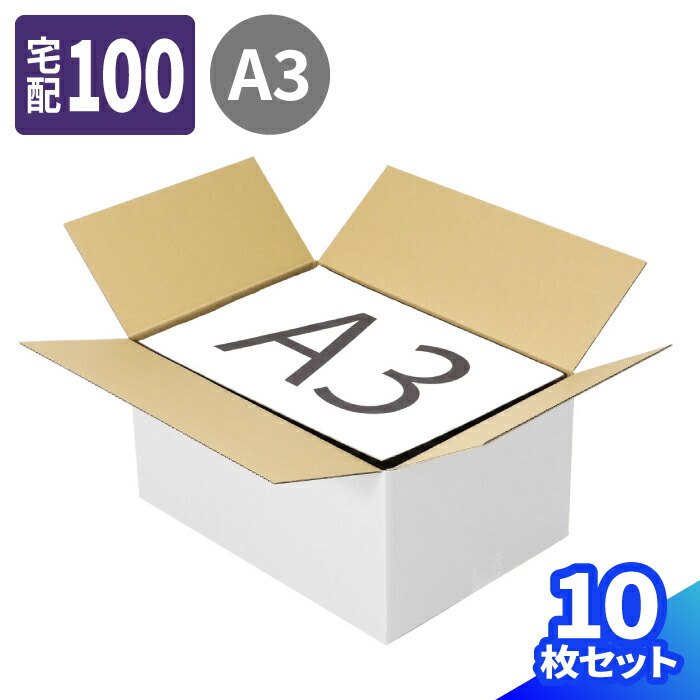 ダンボール 100サイズ 10枚~60枚 (440×310×220) 白 段ボール 100 ダンボール箱 段ボール箱 A3サイズ 宅配100 箱 梱包用 梱包資材 梱包材 梱包 宅配箱 宅配 発送箱 ヤマト 宅急便 ヤマト運輸 ゆうパック 佐川 白ダンボール 白箱 A3 書類整理 (0627/5627)|アースダンボール店