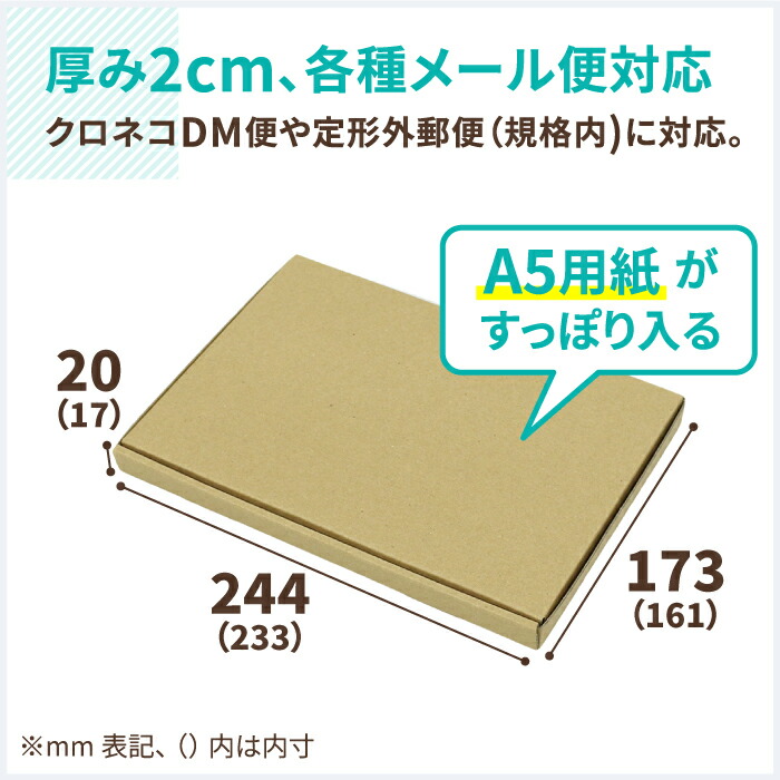 アースダンボール ゆうパケット 箱 2cm A4 100枚32.2×22.2×厚さ1.6cmDM