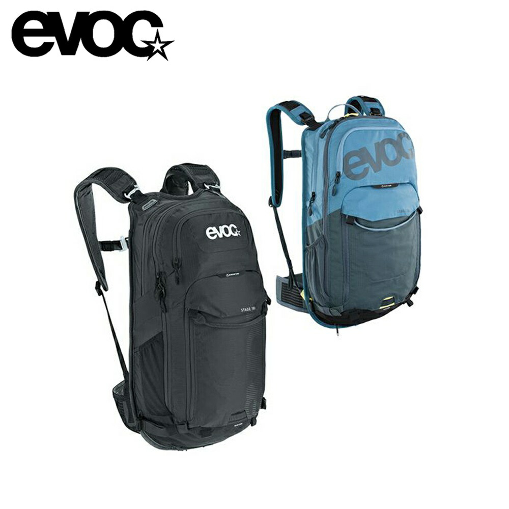 EVOC イーボック メンズ 自転車 バックパック テクニカルパフォーマンスパック ステージ 18L 100203100 通気性 ハイドレーションポケット ブレイスリンク ブラック コペンブルースレート｜ベストスポーツ