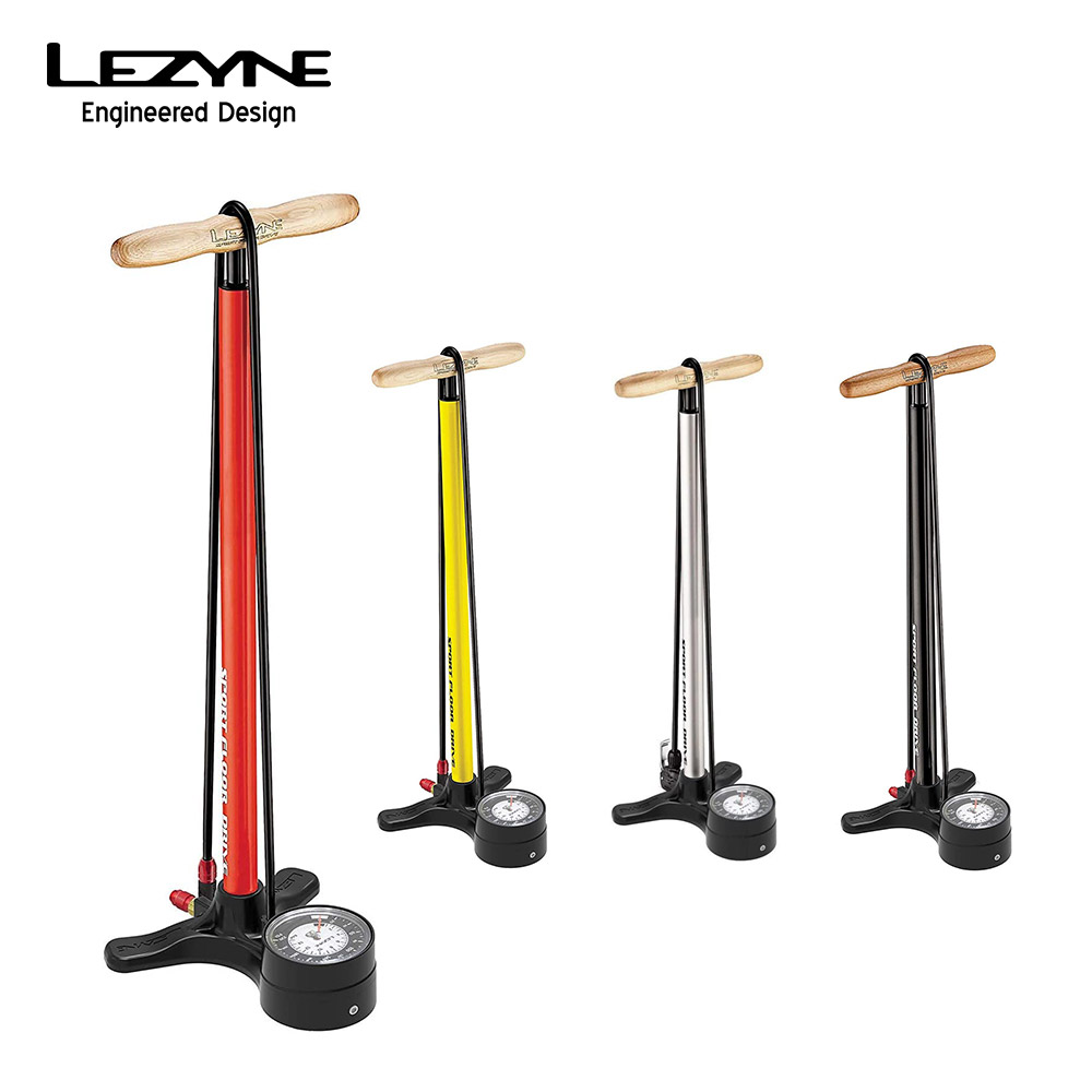 【土日もあす楽】LEZYNE レザイン 自転車 メンテナンス 空気入れ SPORT FLOOR DRIVE 3.5 スポーツフロアドライブ  フロアポンプ スチール製 木製ハンドル 仏式 米式対応 対応 直径3.5インチメーター | ベストスポーツ