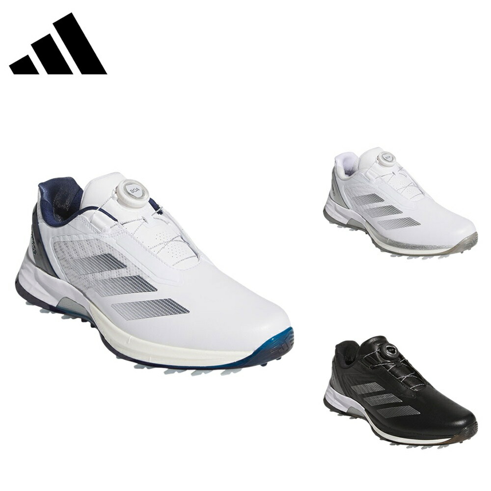 adidas アディダス メンズ ゴルフ シューズ パフォーマンス ゴルフアディゼロ ZG LO ボア スパイクレス ゴルフシューズ OMX77 25FW 秋冬 レギュラーフィット Boaフィットシステム 調節可能 Lightstrike Proクッショニング 汎用性