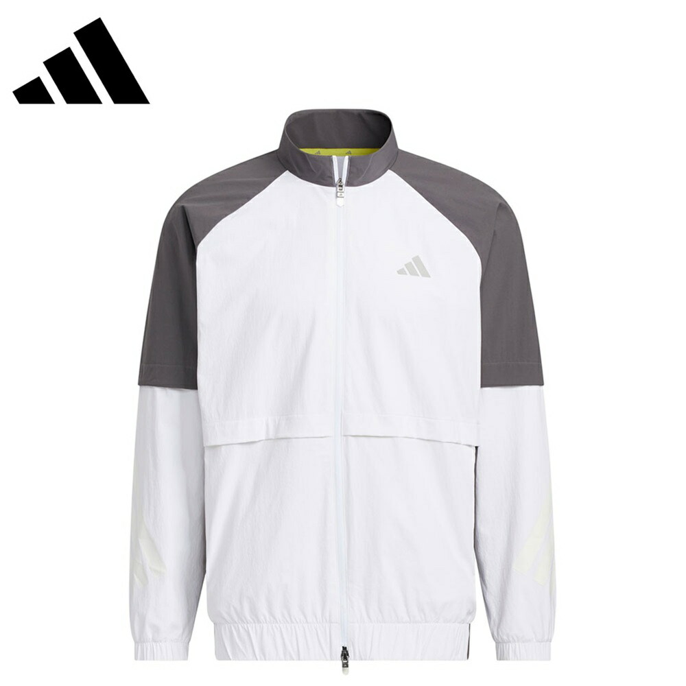adidas アディダスメイド メンズ ゴルフウェア パーカー トラック フルジップ ジャケット JM9588 25FW 秋冬 ジップクロージャー ルーズフィット アスレチックスタイル 伸縮性 アウトドア 機能性 ナイロン ポリウレタン ホワイト｜ベストスポーツ
