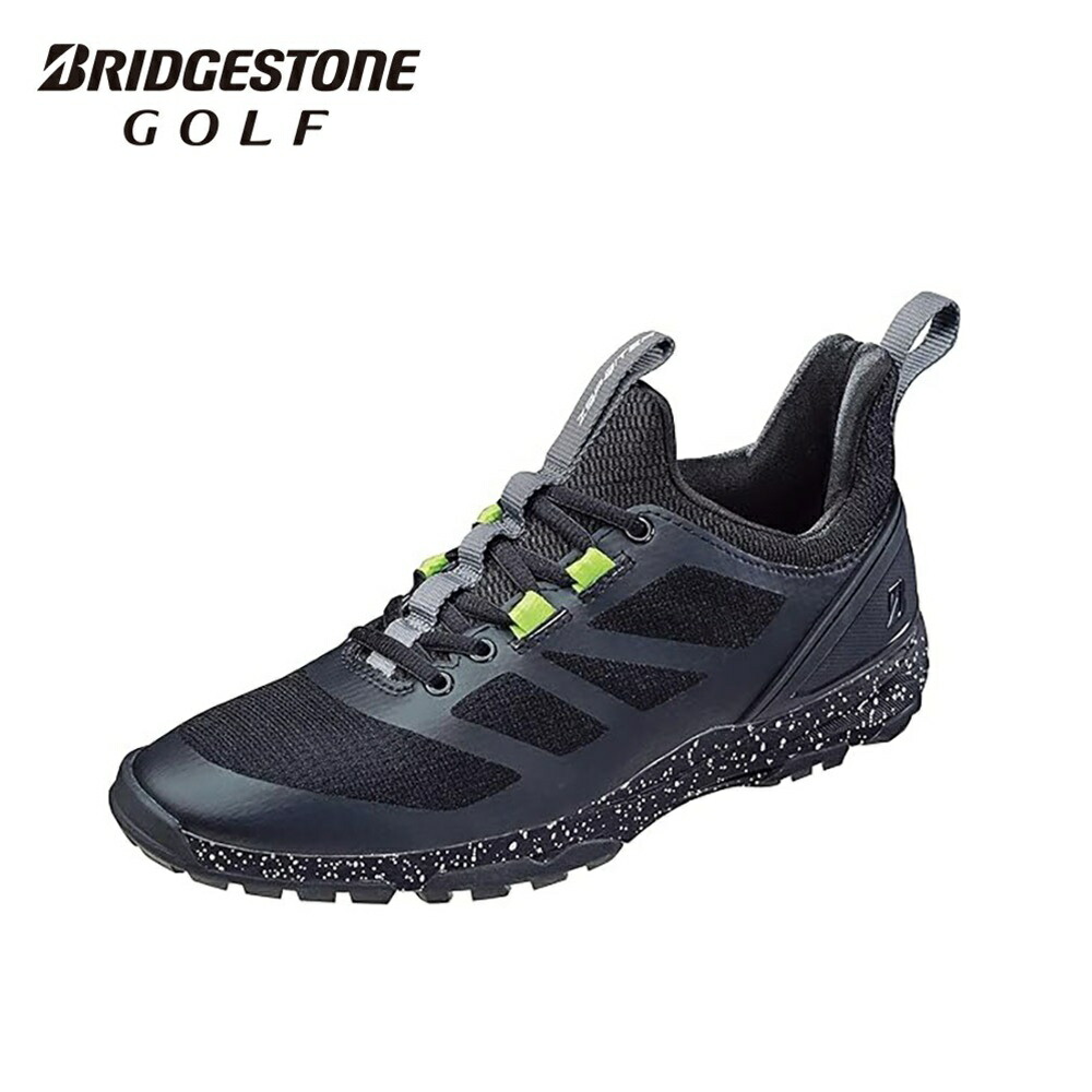 BRIDGESTONE ブリヂストン メンズ ゴルフ シューズ ゼロ・スパイク バイター ライト ニット SH2406 25FW 秋冬 軽量 グリップ性能 レースアップ 撥水仕様 フィット感 アッパーデザイン スポーティ 合成繊維 合成樹脂 合成ゴム ブラック｜ベストスポーツ