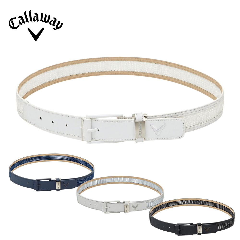 Callaway キャロウェイ メンズ ゴルフ ベルト かざあなメッシュベルト C25192105 25SS 春夏 CALLAWAYプレート メッシュ構造 蒸れにくい カジュアル 汎用性 機能性 合成皮革 ポリエステル ブラック グレー ホワイト ネイビー