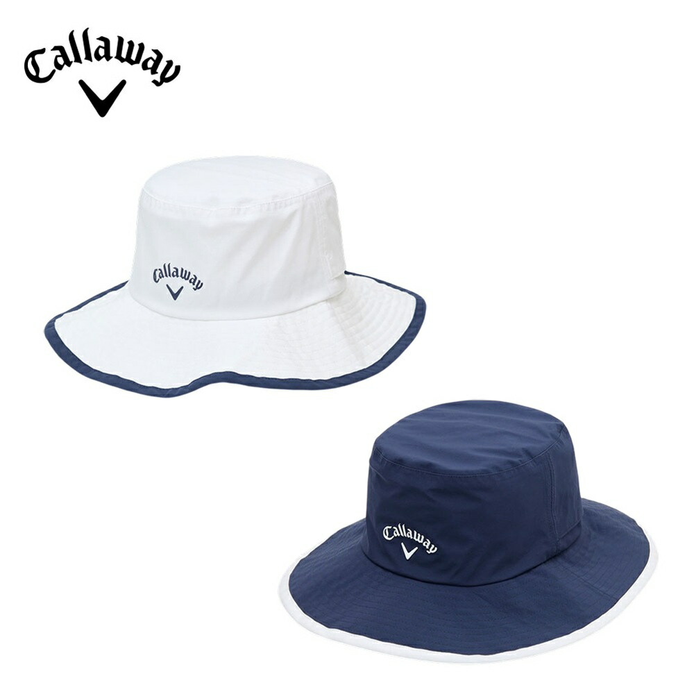 Callaway キャロウェイ レディース ゴルフ 帽子 ハット レインハット C26988201 1030 26SS 春夏 吸汗速乾 後スピンドル調整 高機能素材 スピンドルゴム サイズ調整 ベンチレーション 蒸れ予防 ナイロン ホワイト ネイビー