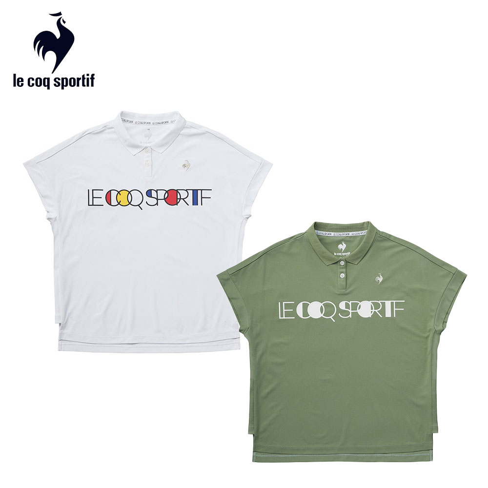 le coq sportif ルコックスポルティフ レディース ゴルフウェア シャツ ワイドシルエット 半袖シャツ LG5SHS04L 25SS 春夏 吸汗速乾 部分通気 ストレッチ UV CUT UPF50+ SUNSCREEN お洒落デザイン ポリエステル カーキ ホワイト