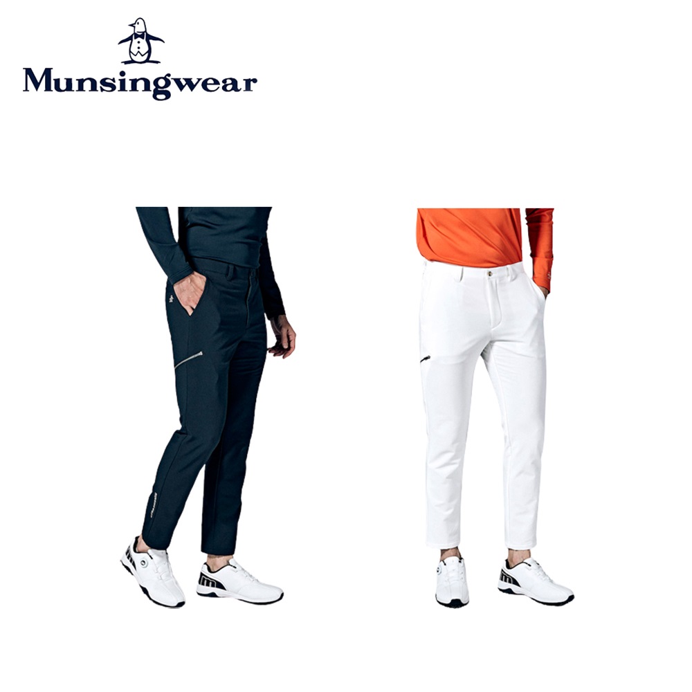 Munsingwear マンシングウェア メンズ ゴルフウェア パンツ SEASON COLLECTION 防風ストレッチパンツ MGMWJD08 23FW 秋冬 機能性 ストレッチ はっ水 防風 シルバーロゴプリント ファスナー付きポケット