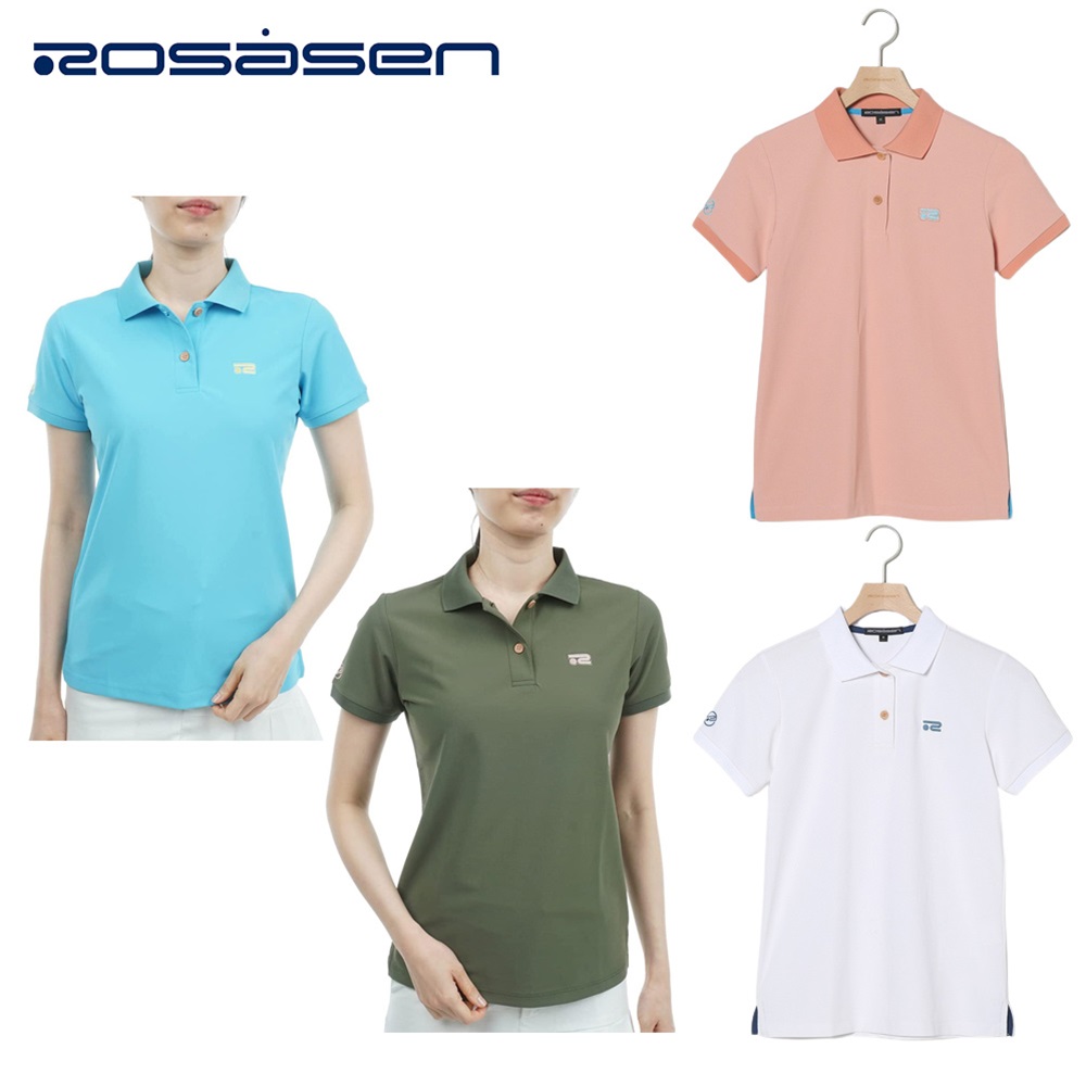 Rosasen ロサーセン レディース ゴルフウェア シャツ エコハイゲージ裏カノコ半袖ポロシャツ 4528241 23SS 春夏 吸水速乾 UV ストレッチ 遮熱 エコ ポリエステル ブルー カーキ ピンク ホワイト 送料無料 代引き手数料無料