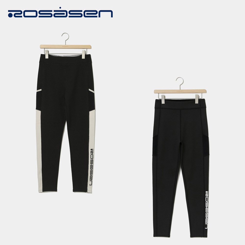 Rosasen ロサーセン レディース ゴルフウェア スパッツ A-Line スリムゴルフレギンス 04872012 24FW 秋冬 ストレッチ素材 UVカット 裏起毛 フィット感 お洒落デザイン 汎用性 ナイロン ポリウレタン ポリエステル チャコール ブラック