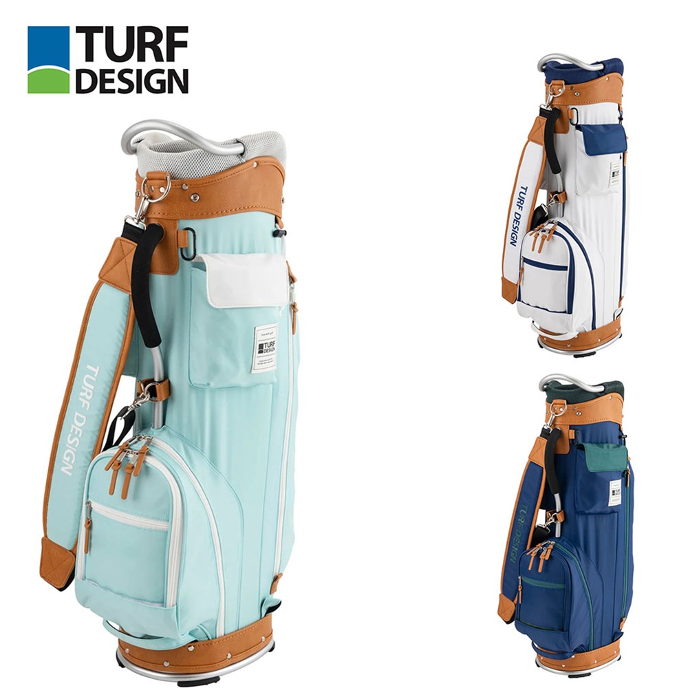 TURF DESIGN ターフデザイン ユニセックス ゴルフ キャディバッグ TDCB-BF70 26SS 春夏 軽量 大容量フロントポケット マグネット式サイドポケット お洒落デザイン 機能性 利便性 ナイロン PU ネイビーグリーン ホワイトネイビー ミントグリーンホワイト|ベストスポーツ