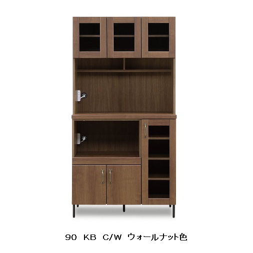 ９０ キッチンボード Ｃ/Ｗ ウォールナット色 ＭＤＦ・強化紙 送料無料(玄関前まで)北海道・沖縄・離島は除く
